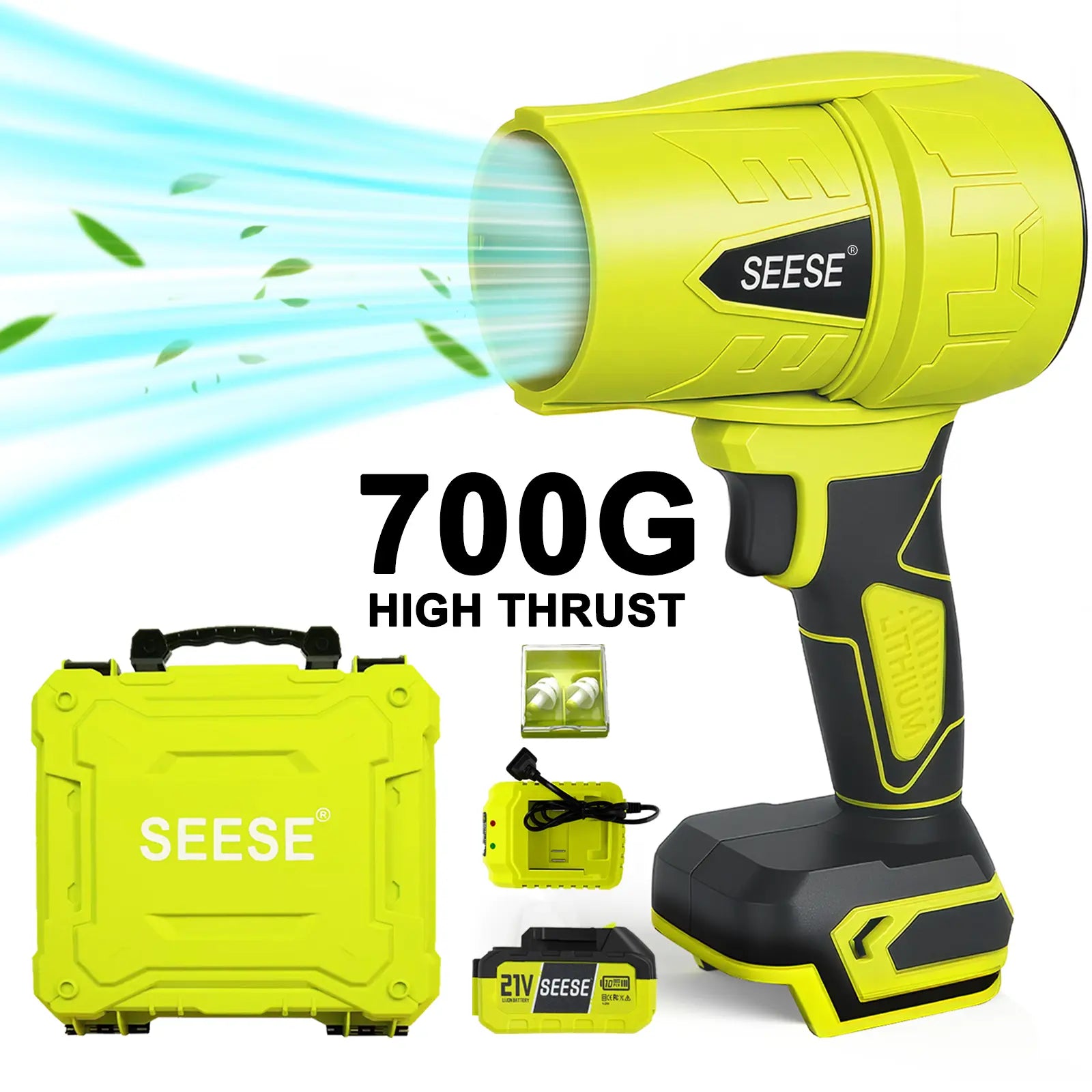 Seese Turbo Jet Blower - Cordless Leaf and Snow Blower with Pure Copper Motor for Car Drying and Home Improvement