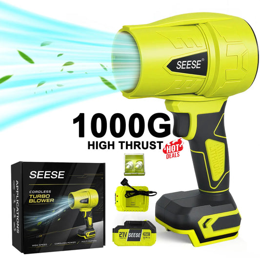 Seese Turbo Jet Blower - Cordless Leaf and Snow Blower with Pure Copper Motor for Car Drying and Home Improvement